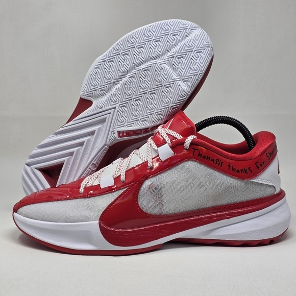 Nike Zoom Freak 5 Men White Red Basketball Athletic Shoe FV1933-600 Size 9.5 New main image 9